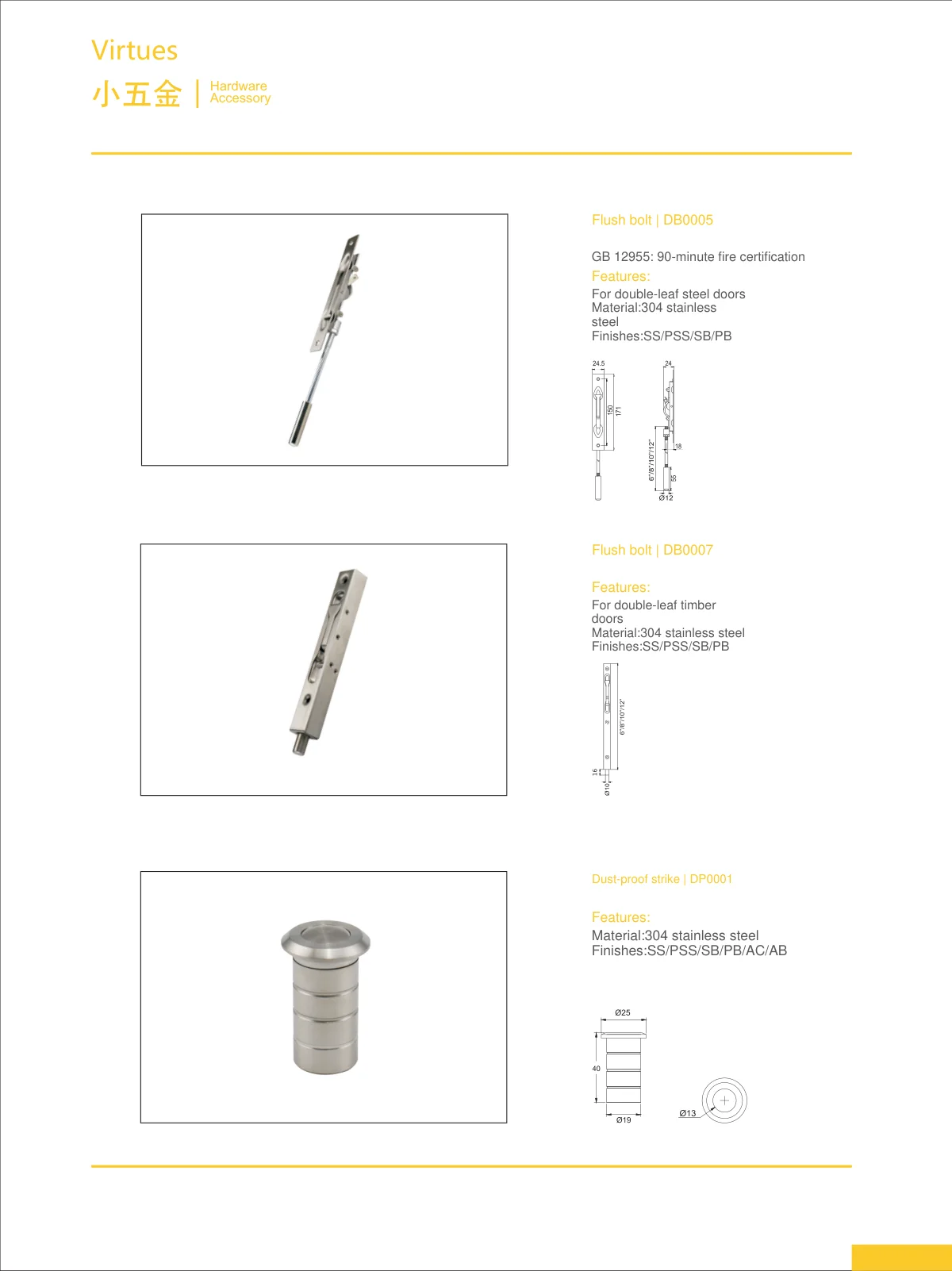 Hardware accessories · catalogue sheet 41.1